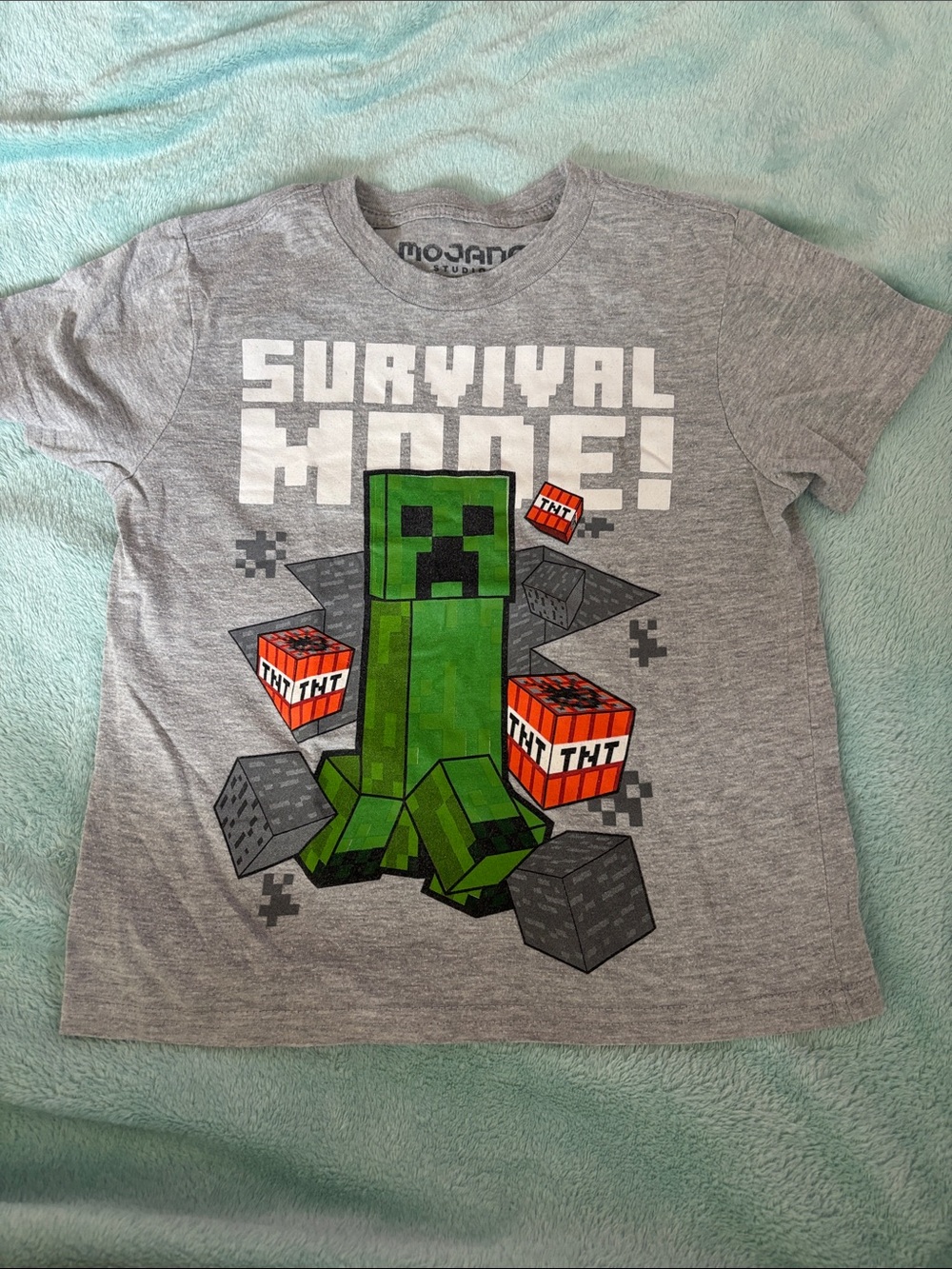 Minecraft Kids' Gray 'Survival Mode' Creeper Graphic Tee